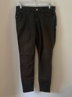 ZARA Z1975 High-Rise Coated Skinny Jeans - Dark Khaki - Chic & Stretchy